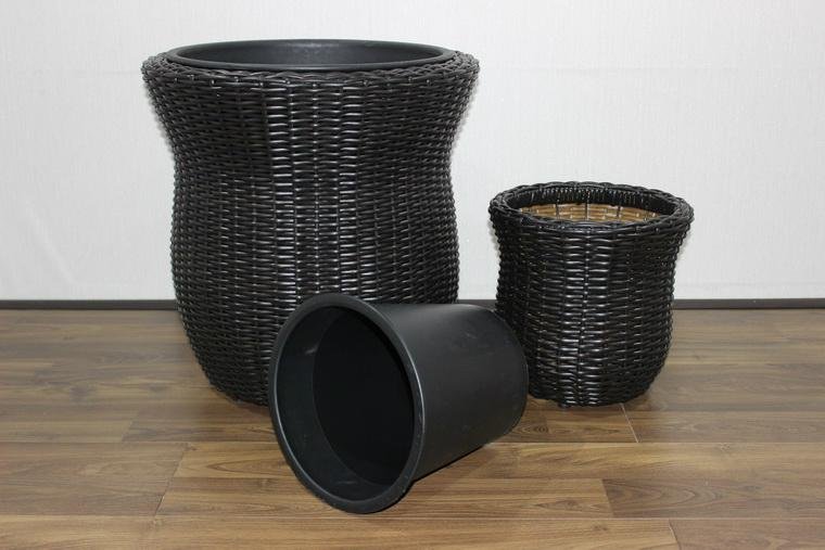 Set of 2 round poly rattan planters CH2902A/2DCH0054