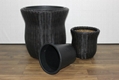 Set of 2 round poly rattan planters