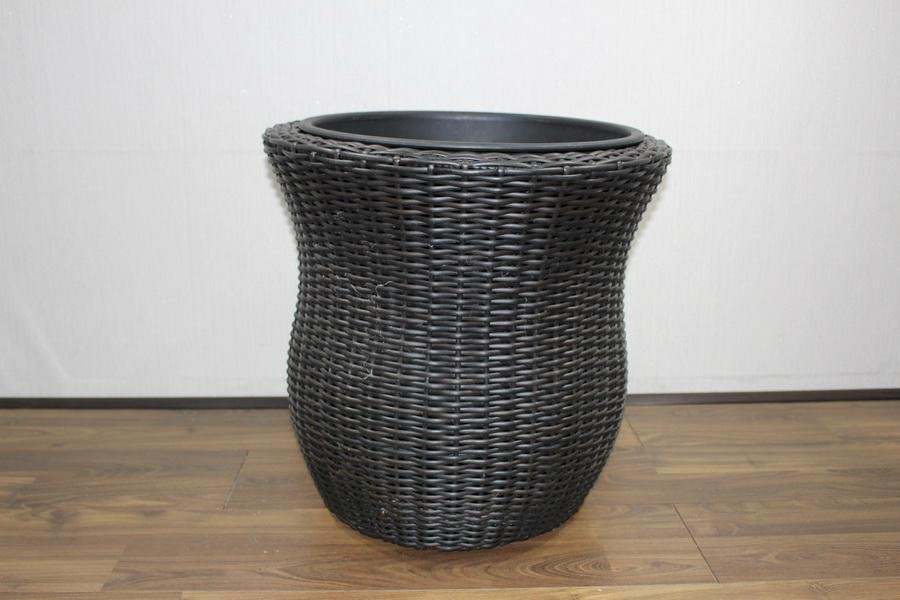 Set of 2 round poly rattan planters CH2902A/2DCH0054 3