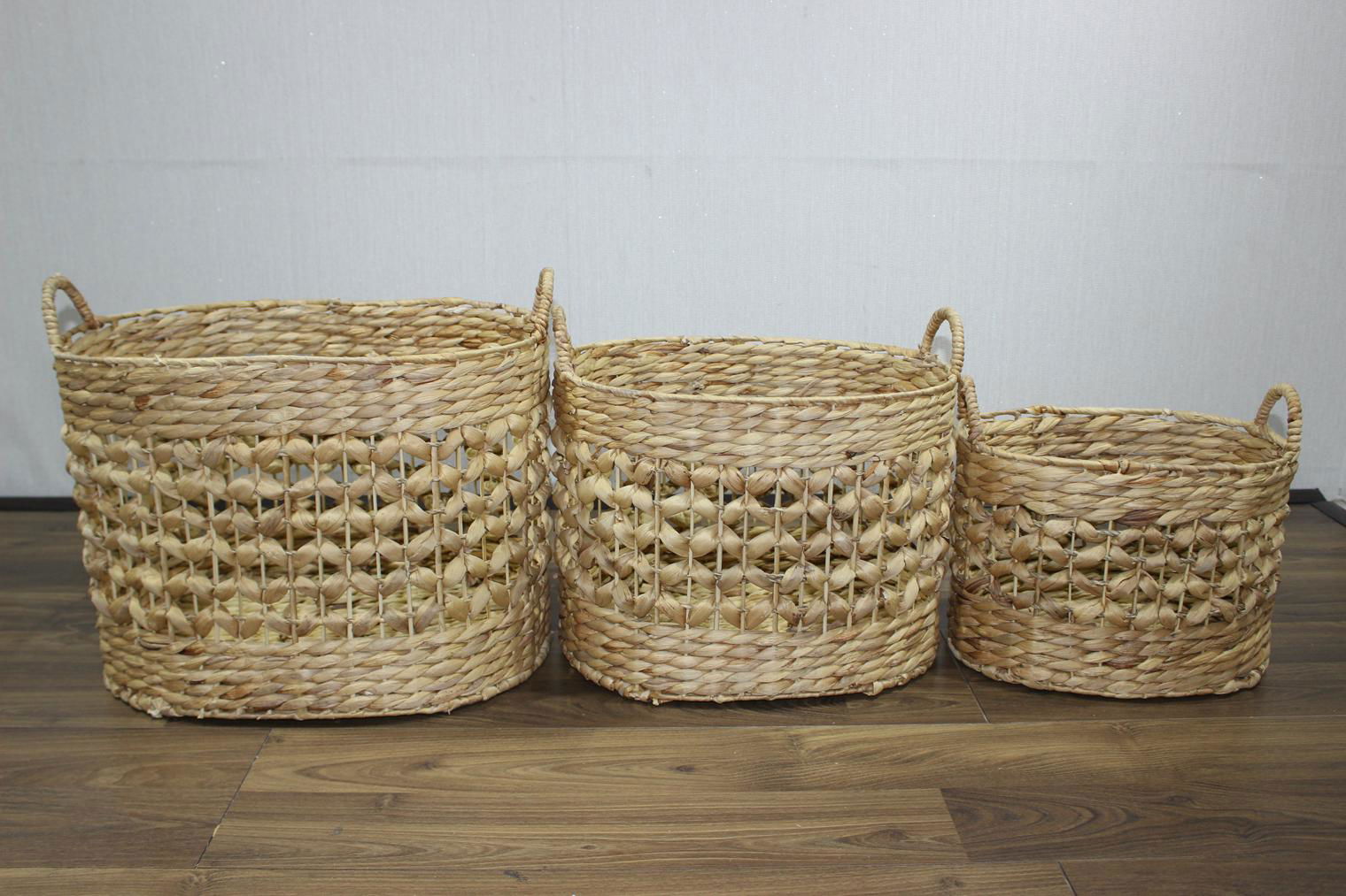 Set of 3 oval water hyacinth baskets SD7992A/3NA 2