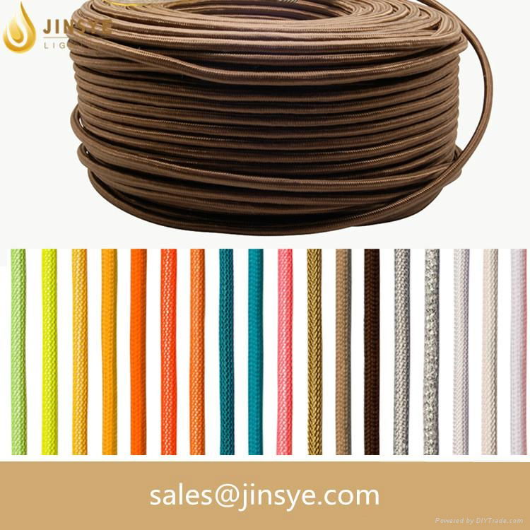 Vintage style twisted braided fabric electrical lighting cable 3 core power fabr 3