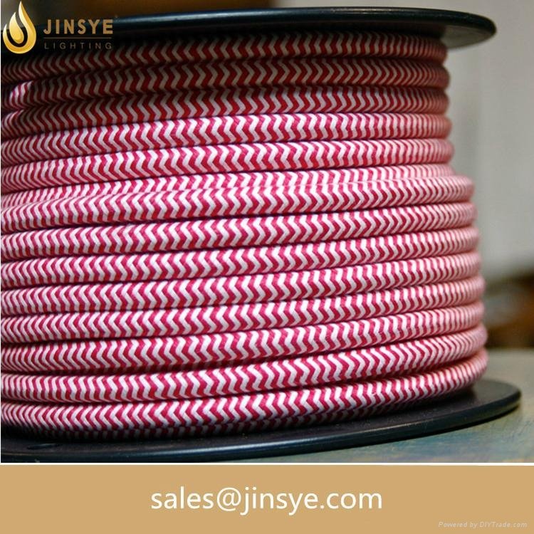 Vintage style twisted braided fabric electrical lighting cable 3 core power fabr 5