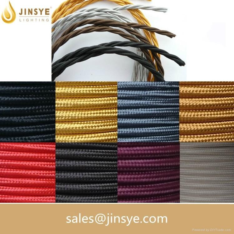 Electric lighting cable three cotton core fabric round braided electrical wire 2
