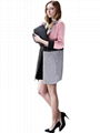 Pink Gray Patchwork Women Coat