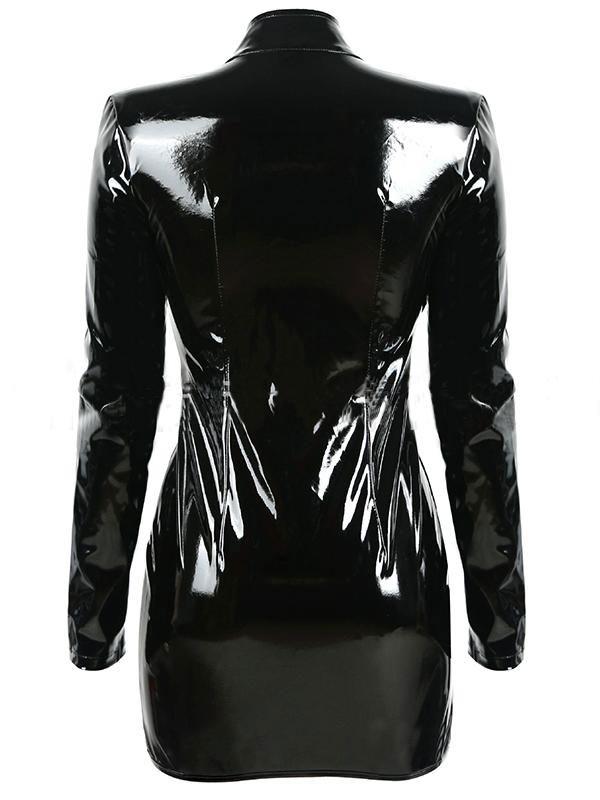 Fashion Women Long Sleeve Black Vinyl Dress (China Manufacturer ...