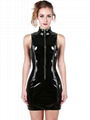 Fashion Women Sleeveless Black Vinyl Dress 1