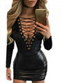 Women Fashion Sexy Lace Slim V-neck Bodysuit