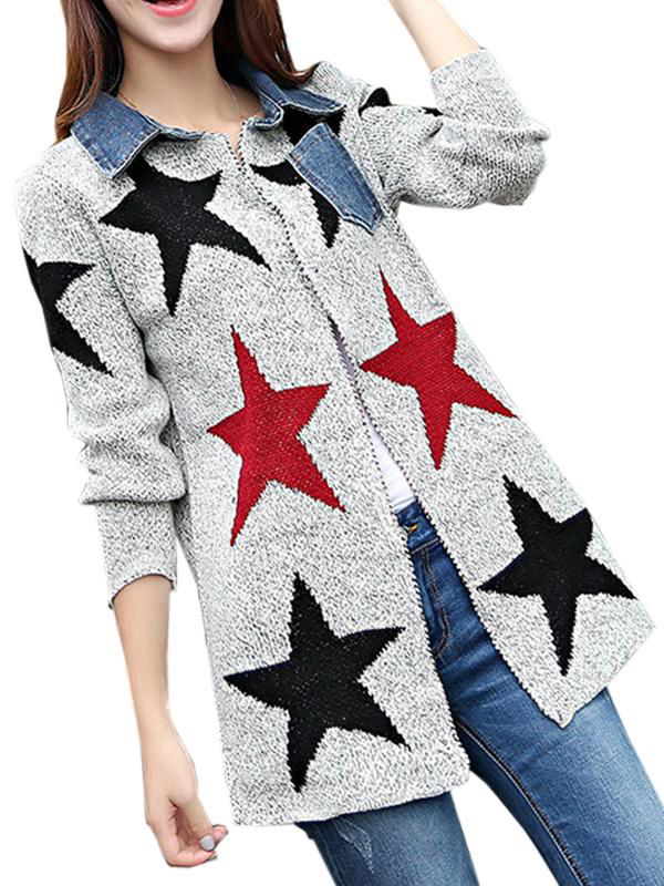 Fashion Grey Women Sexy Star Coat