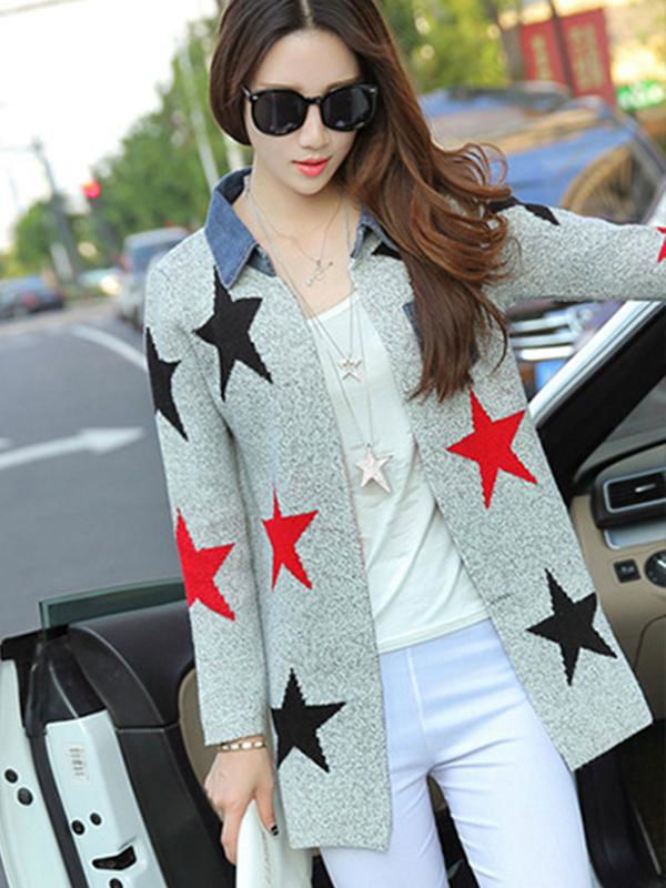 Fashion Grey Women Sexy Star Coat 2