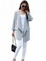 Women Fashion High Quality Khaki Grey Casual Long Sleeve Coat 2