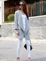 Women Fashion High Quality Khaki Grey Casual Long Sleeve Coat 4