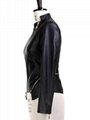 Women Fashion Leather Zipper Front Cool Long Sleeve Coat 