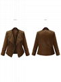 Women Fashion Coffee Zipper Leather Coat 2