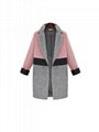 Women Slim Pink Long Casual Lapel Coat 2