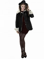 Women Fashion Short Black Long Sleeve Coat