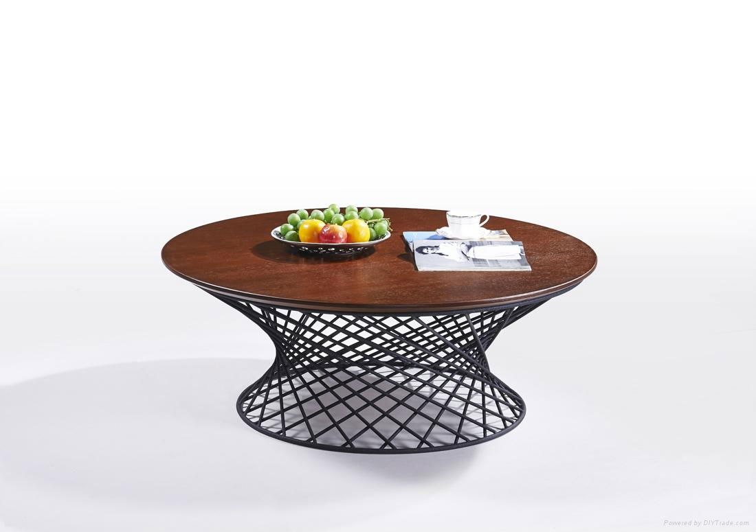 SHIMING MS-3372 Round wooden (MDF) top classic coffee table 2