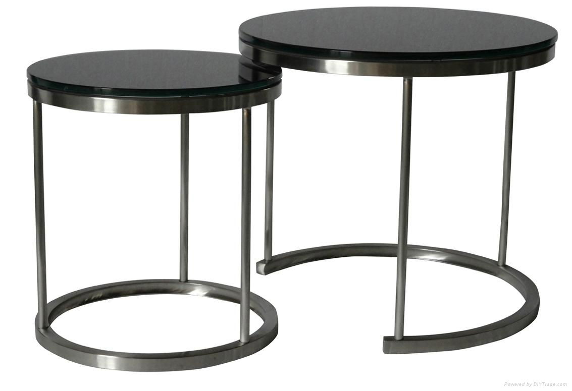 SHIMING MS-3316 Tempered glass with stainless steel small side table 3
