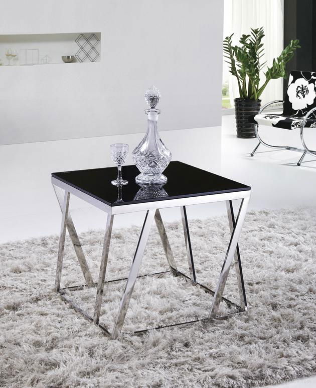 SHIMING MS-3316 Tempered glass with stainless steel small side table 5