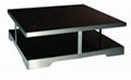 SHIMING MS-3328 Black glass coffee table with stainless steel frame 3