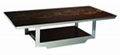 SHIMING MS-3328 Black glass coffee table with stainless steel frame 2