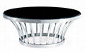 SHIMING MS-3328 Black glass coffee table with stainless steel frame 4
