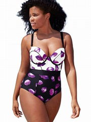 High Waist Lips Printed Monokini