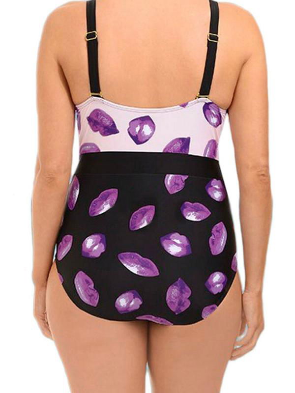 High Waist Lips Printed Monokini 4