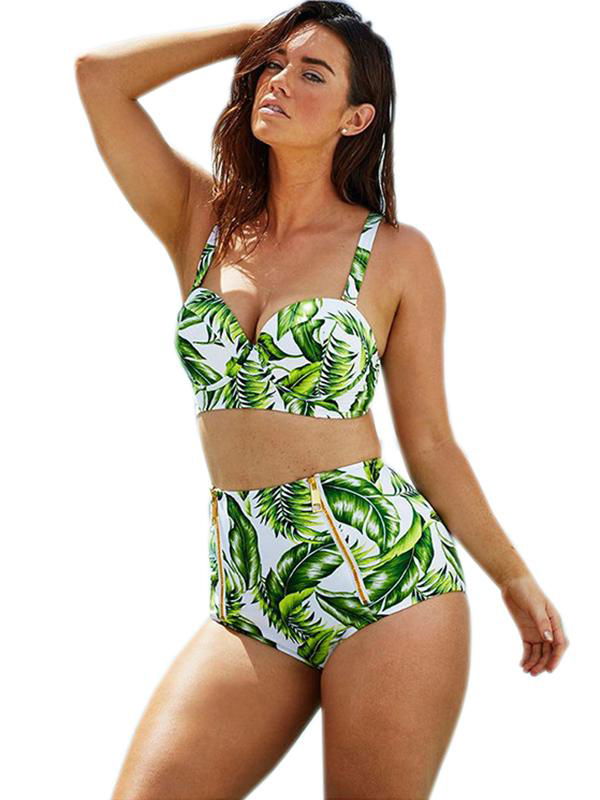 High Waist Lips Printed Swimwear