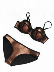 Brown PU Sexy Bikini Set