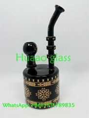  7.5 inches black printing high borosilicate  glass smoking  Glass smoking pipe 