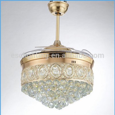 70W 220V Decorative Crystal ceiling fan with led light with hidden blades 2