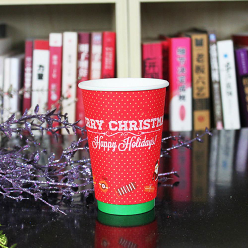 Christmas double walls paper coffee cups 8oz,12oz,16oz heyi (China