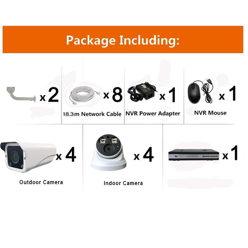 8chs H.265 1080P Full Color in Day & Night POE IP Camera Systems 5