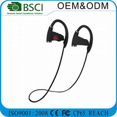 Hand free waterproof wireless bluetooth earphone for sports