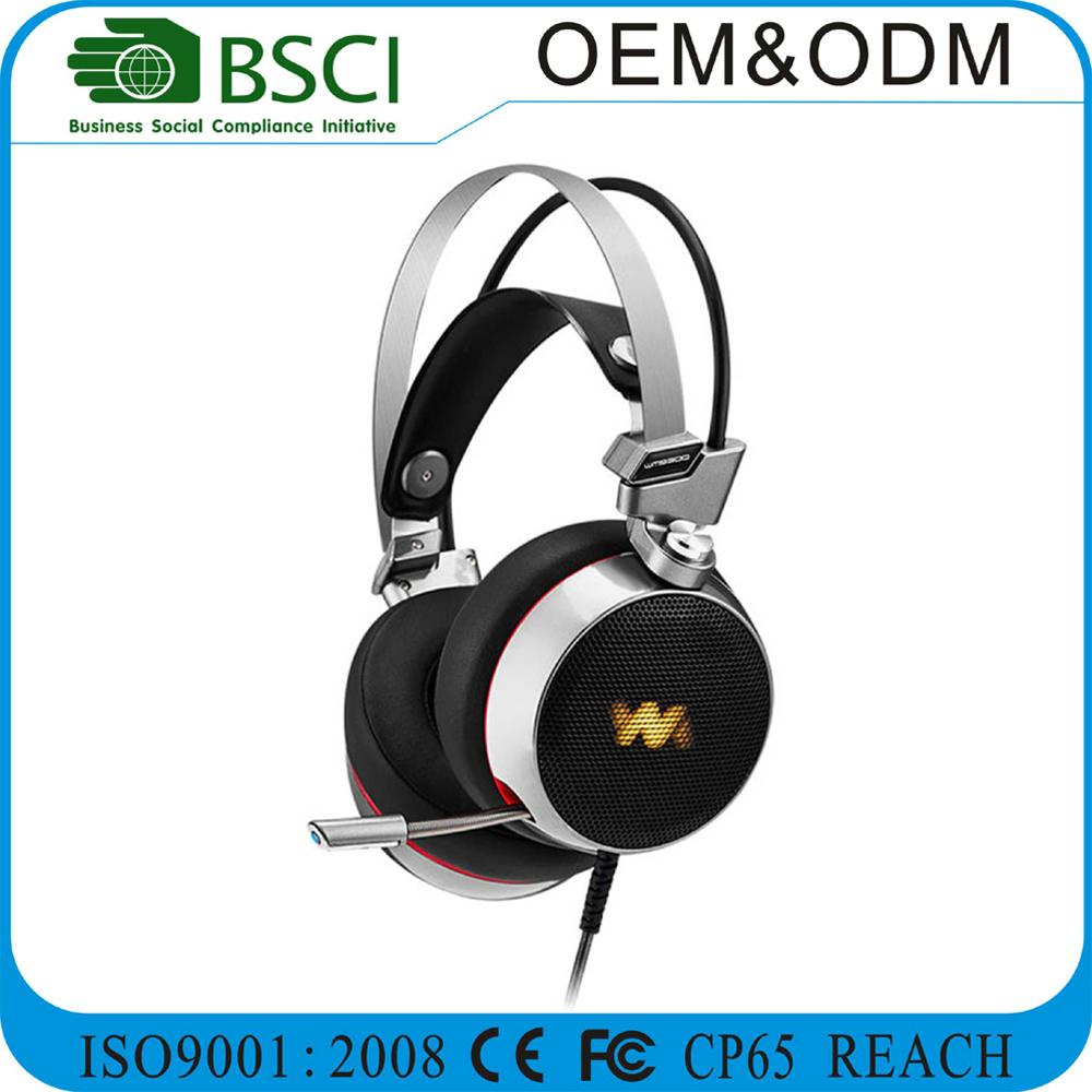 7.1 USB sound Hot selling metal mesh led logo lights gaming headphone headset