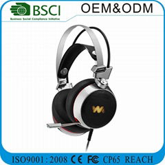 7.1 USB sound Hot selling metal mesh led logo lights gaming headphone headset