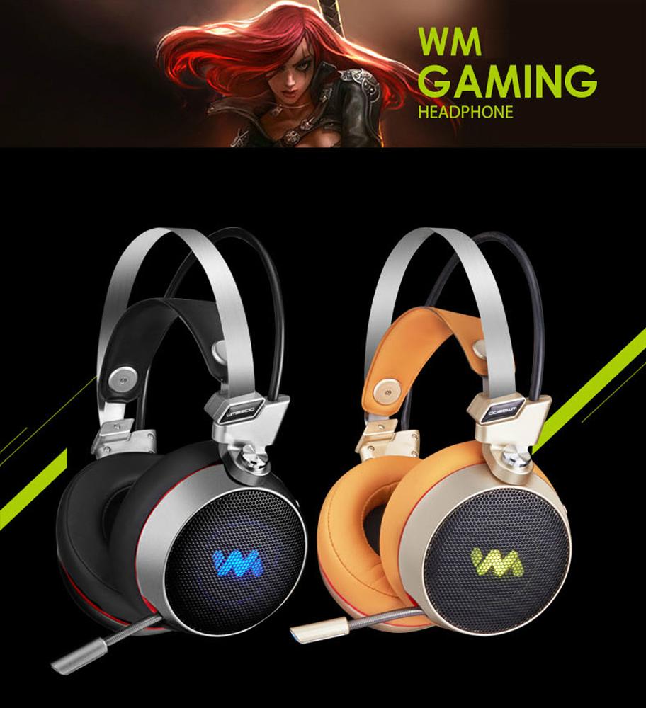 7.1 USB sound Hot selling metal mesh led logo lights gaming headphone headset 3