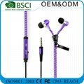 Zipper Earbuds Stereo Handsfree Earbud with Custom Puller for Gifts