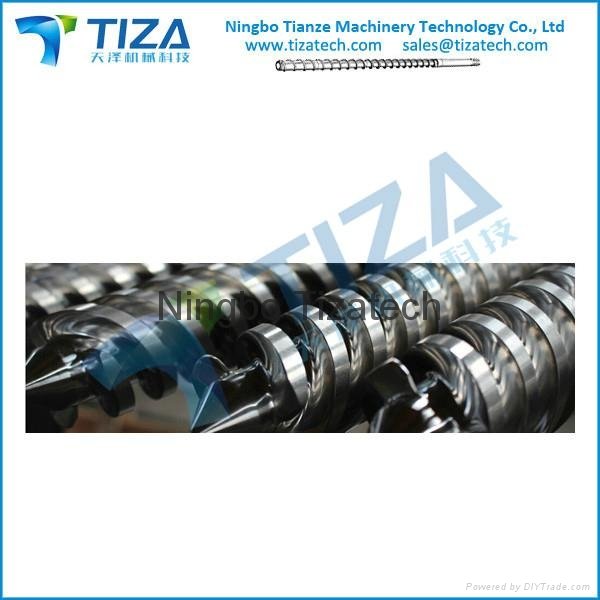 Conical twin screw and barrel for plastic making machine