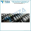 Conical twin screw and barrel for plastic making machine