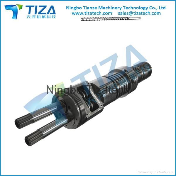 Conical twin screw and barrel for plastic making machine 4