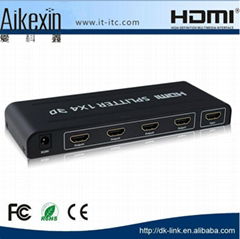 Aikexin 1x4 HDMI Splitter 1 in 4 out hdmi splitter with 3D and 1080P CEC