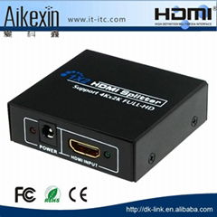 Aikexin 1x2 HDMI Splitter 1 in 2 out support 4kx2k,1080p 3D