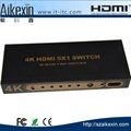 Aikexin 5x1 HDMI Switch 5 in 1 out support 4Kx2K 1080p with Remote Control  2