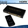 Aikexin 4 Port HDMI Switch 4 in 1 out support 4Kx2K with Remote Control