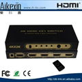 Aikexin 4 Port HDMI Switch 4 in 1 out support 4Kx2K with Remote Control 2