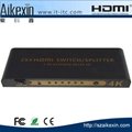 Aikexin 2x4 HDMI Switch Splitter 2 input 4 output support 4K with Remote  
