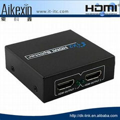 Aikexin HDMI Splitter 1x2,1 in 2 out hdmi splitter support 1080p,3D with HDCP