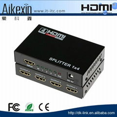 Aikexin 1x4 HDMI Splitter 1 in 4 out hdmi splitter with 3D and 1080P