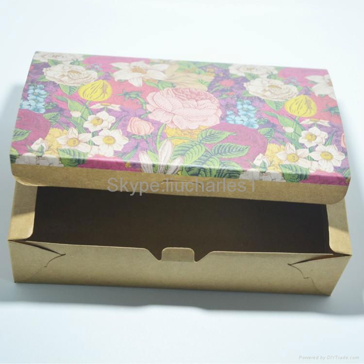 Custom flower pattern kraft paper packaging box 4